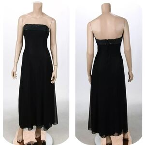 L.A. GLo Vintage 80s 90s Black Shimmer Strapless Party Prom Dress sz 9/10